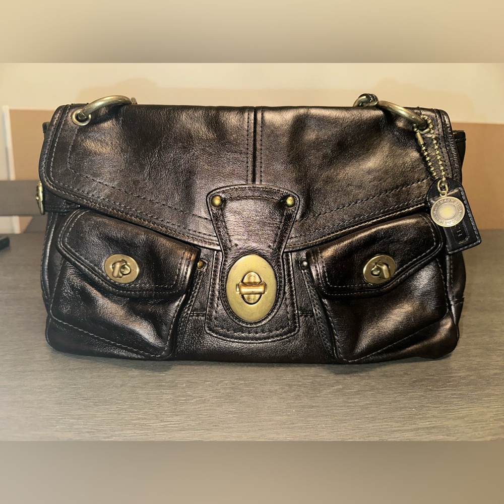 Vintage COACH Leigh 65th Anniversary Legacy Shoulder Bag in yellow - Dyed Black